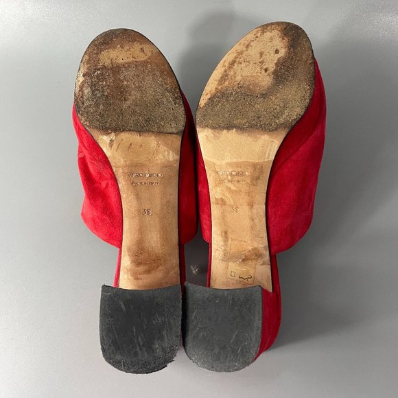 Alberto Zago Milano Red Suede Slide-on Sandals, Size 38 - Picture 9 of 12